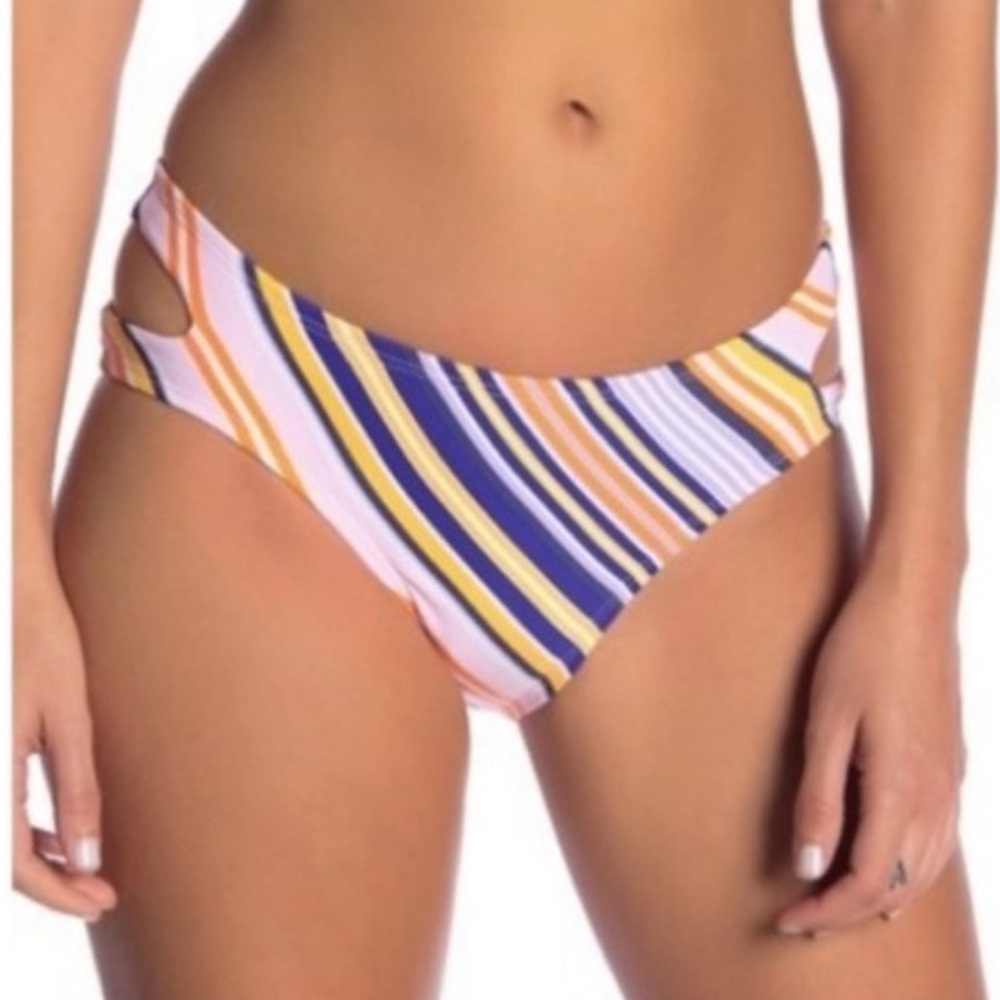 The Bikini Lab Stripe Cut-out Hipster Swim Bottoms Size Medium NWOT